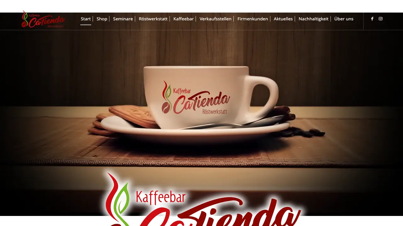 Website der CaTienda GmbH Kaffeebar und Röstwerkstatt
