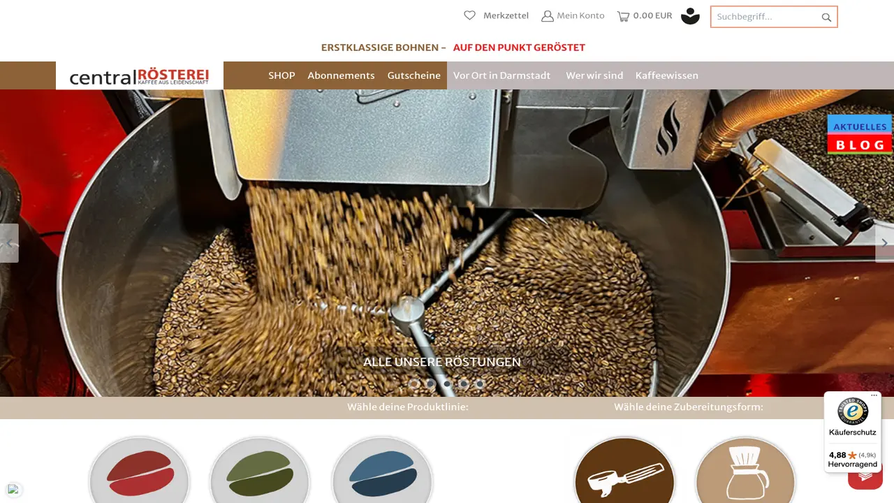 Website der CentralRösterei