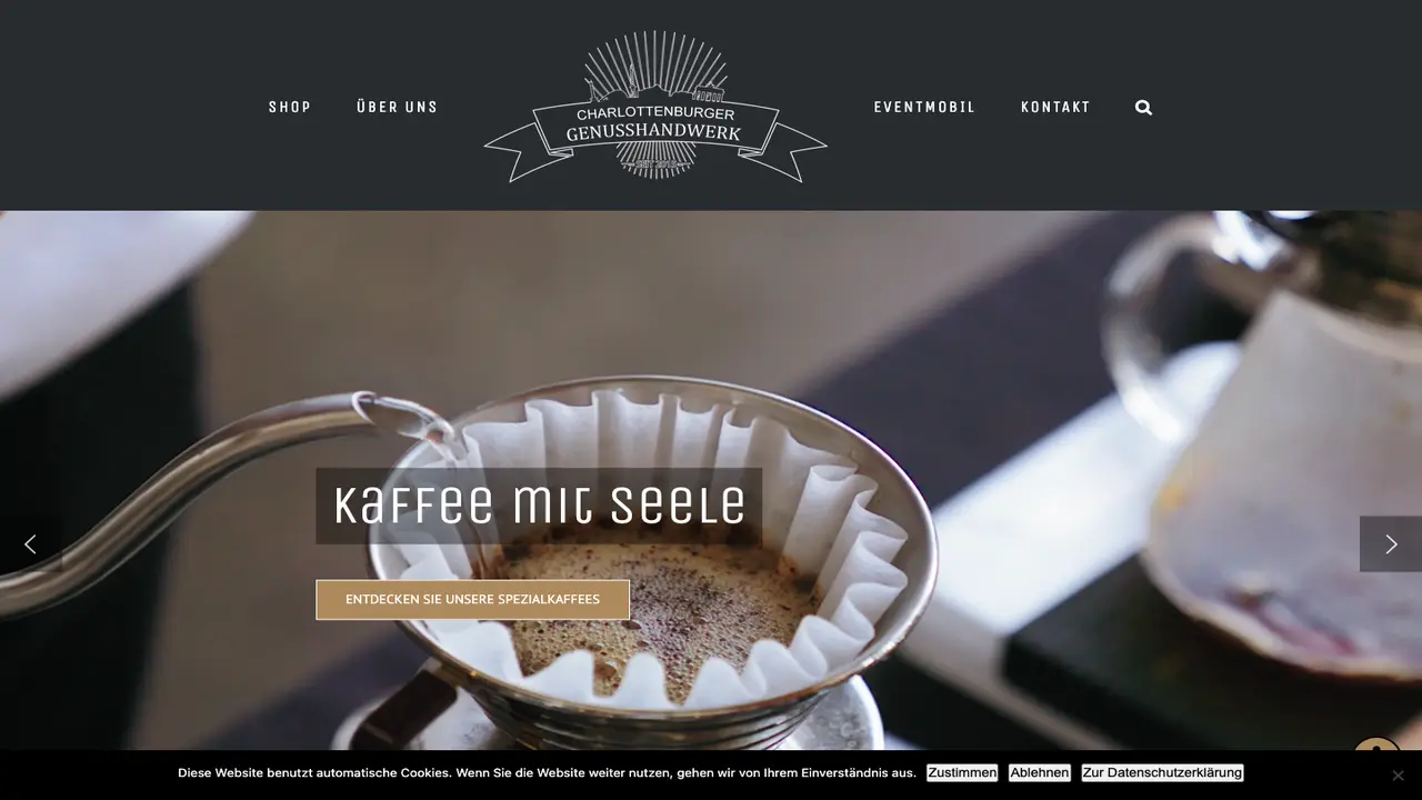 Website der Charlottenburger Genusshandwerk
