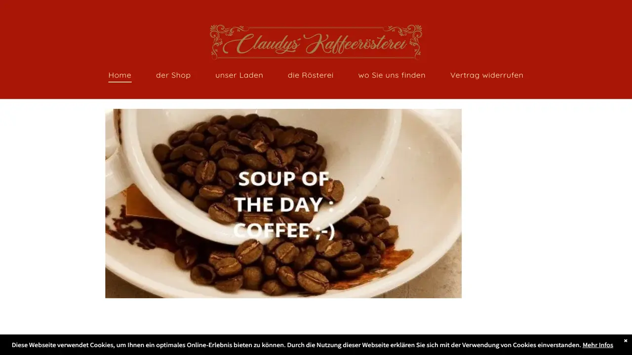 Website der Claudys Kaffeerösterei