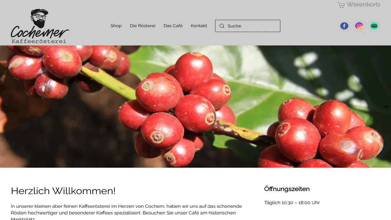 Website der Cochemer Kaffeerösterei