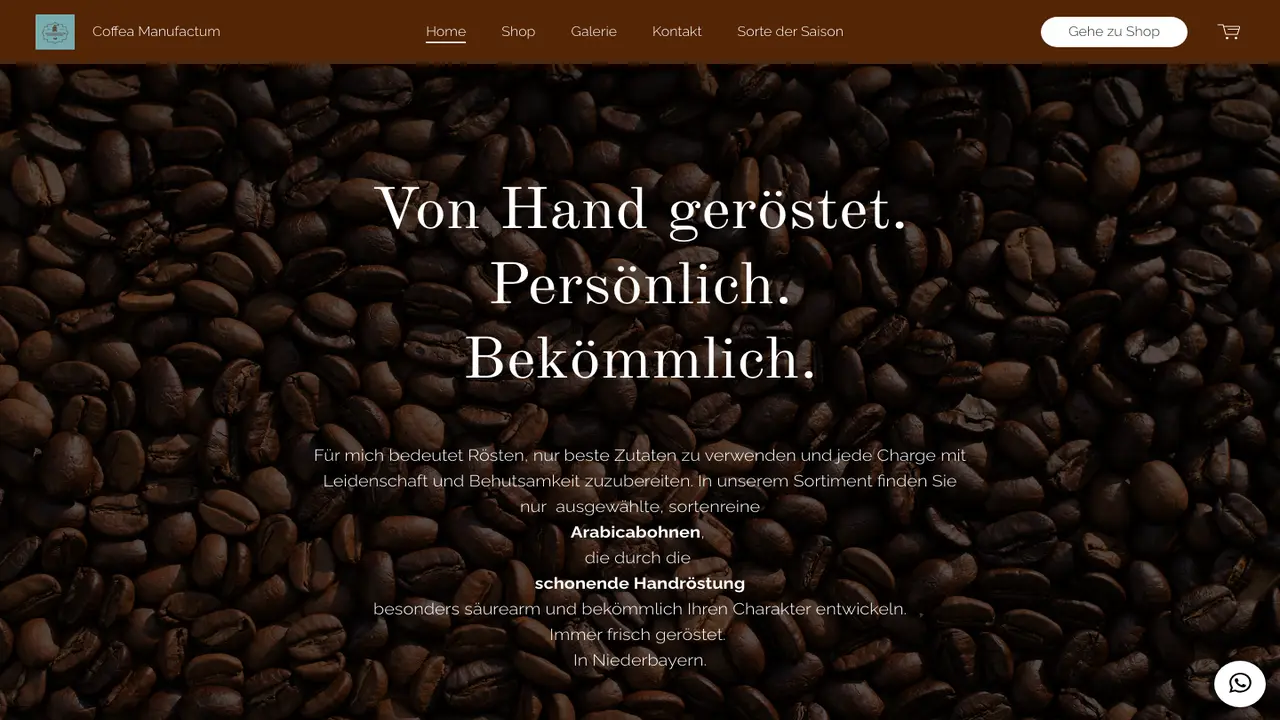 Website der coffea manufactum