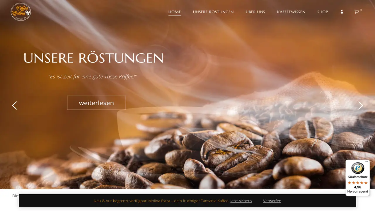 Website der Coffea Molina