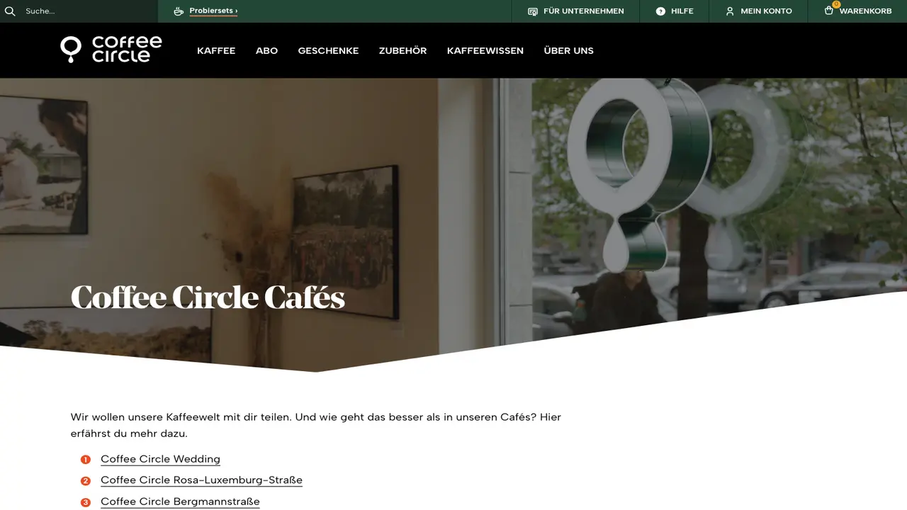 Website der Coffee Circle