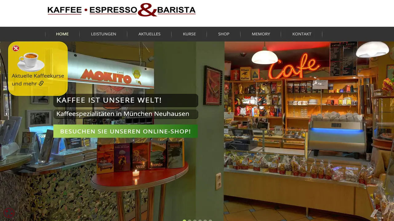 Website der Coffee, Espresso and Baristas