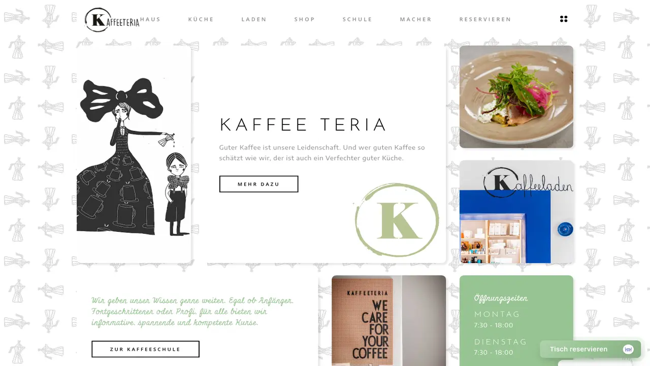 Website der Coffee Roaster Kaffeeteria
