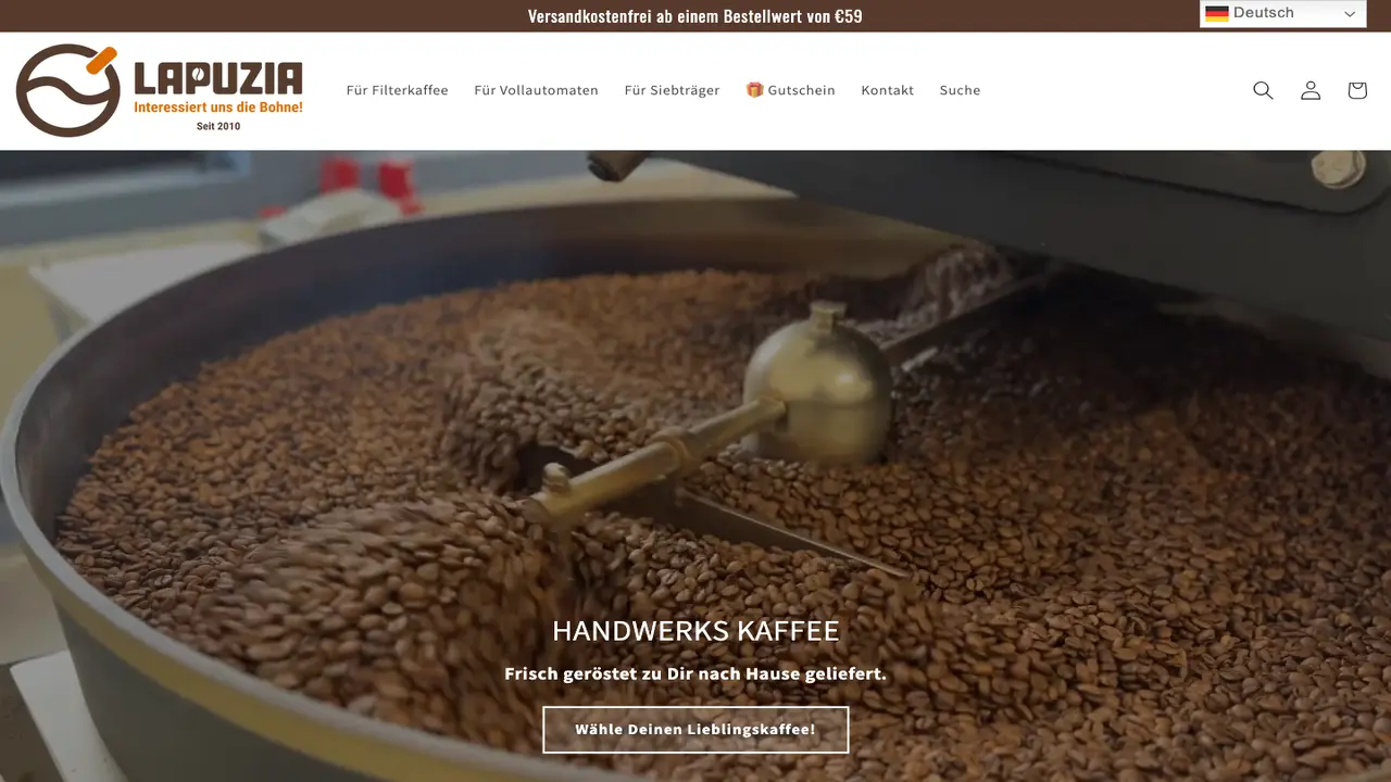 Website der Coffee Roastery Lapuzia