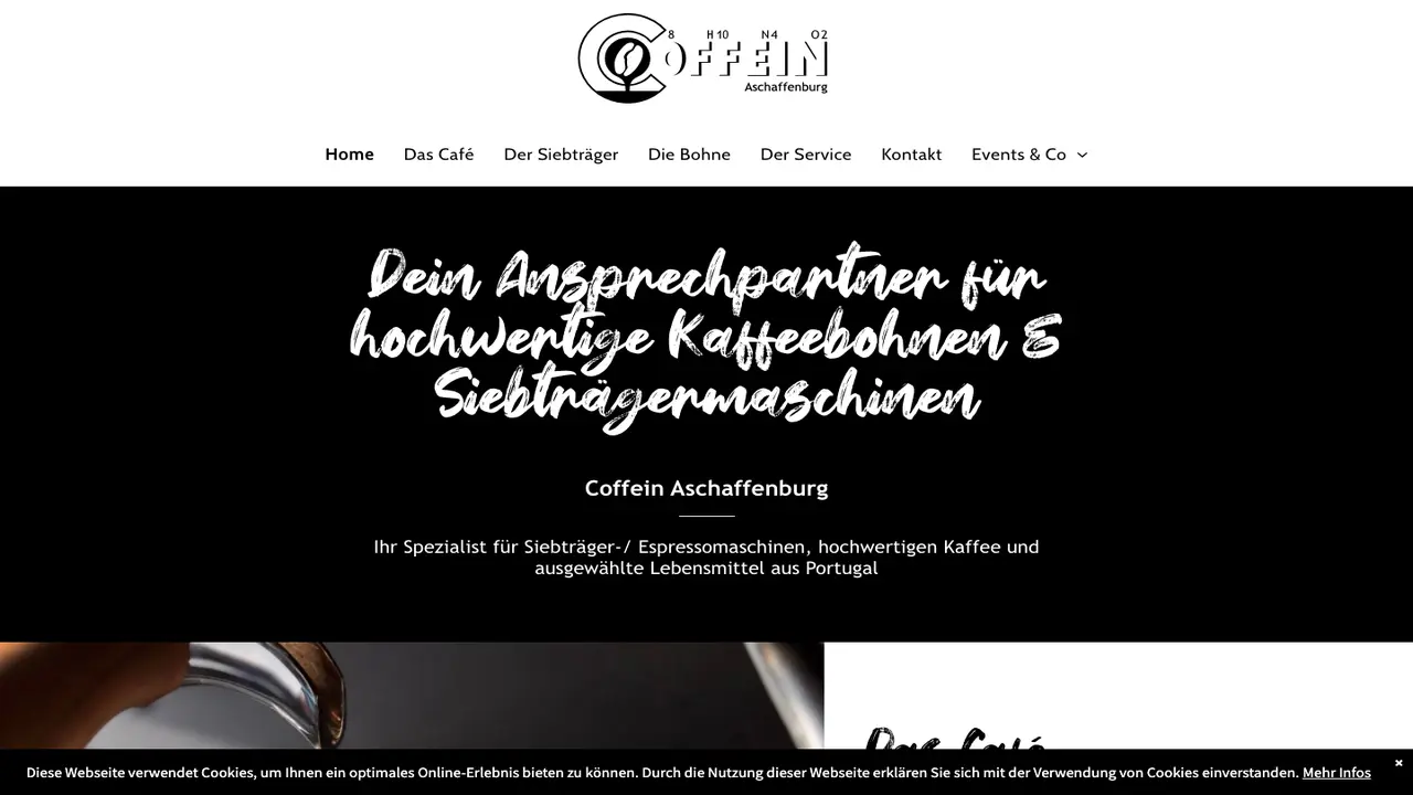 Website der Coffein Aschaffenburg
