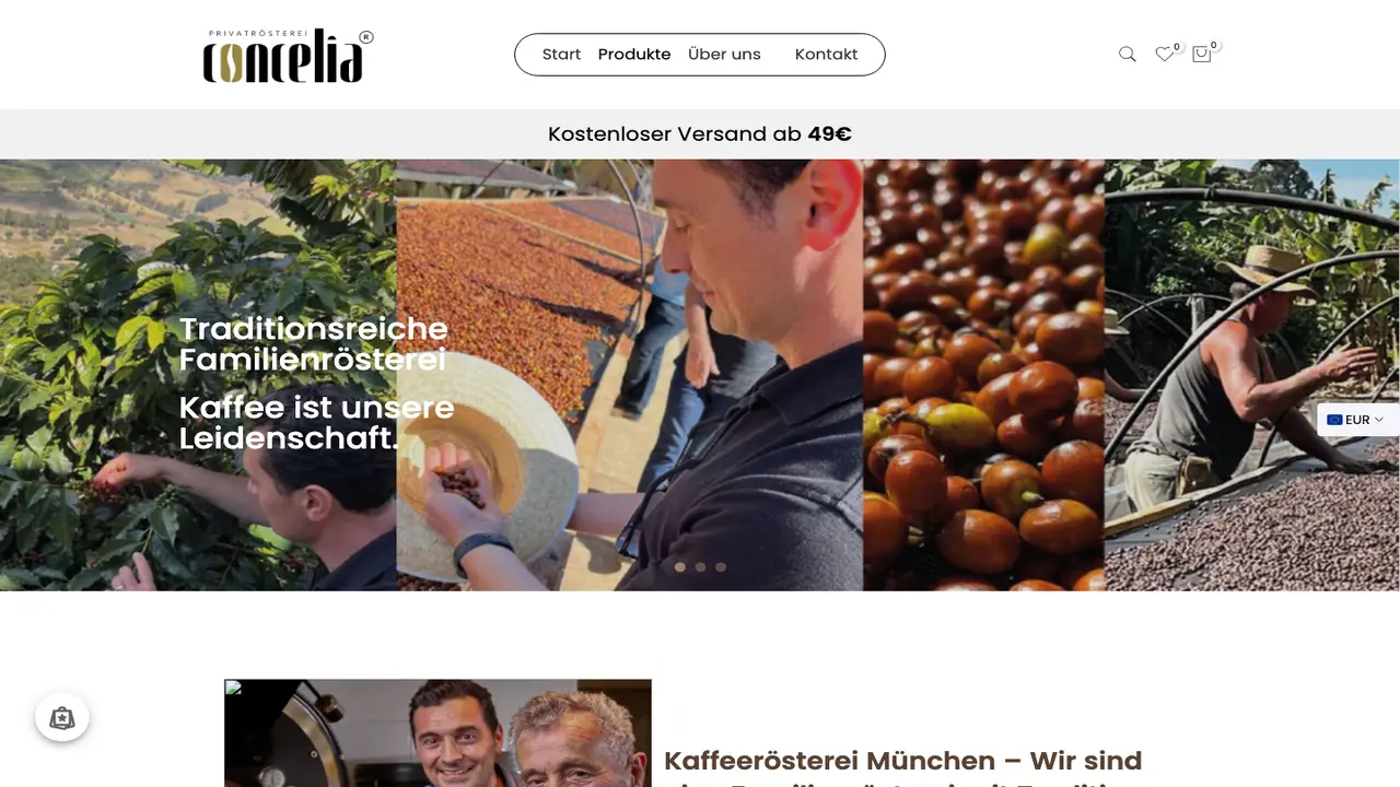 Website der Concelia Coffee GmbH