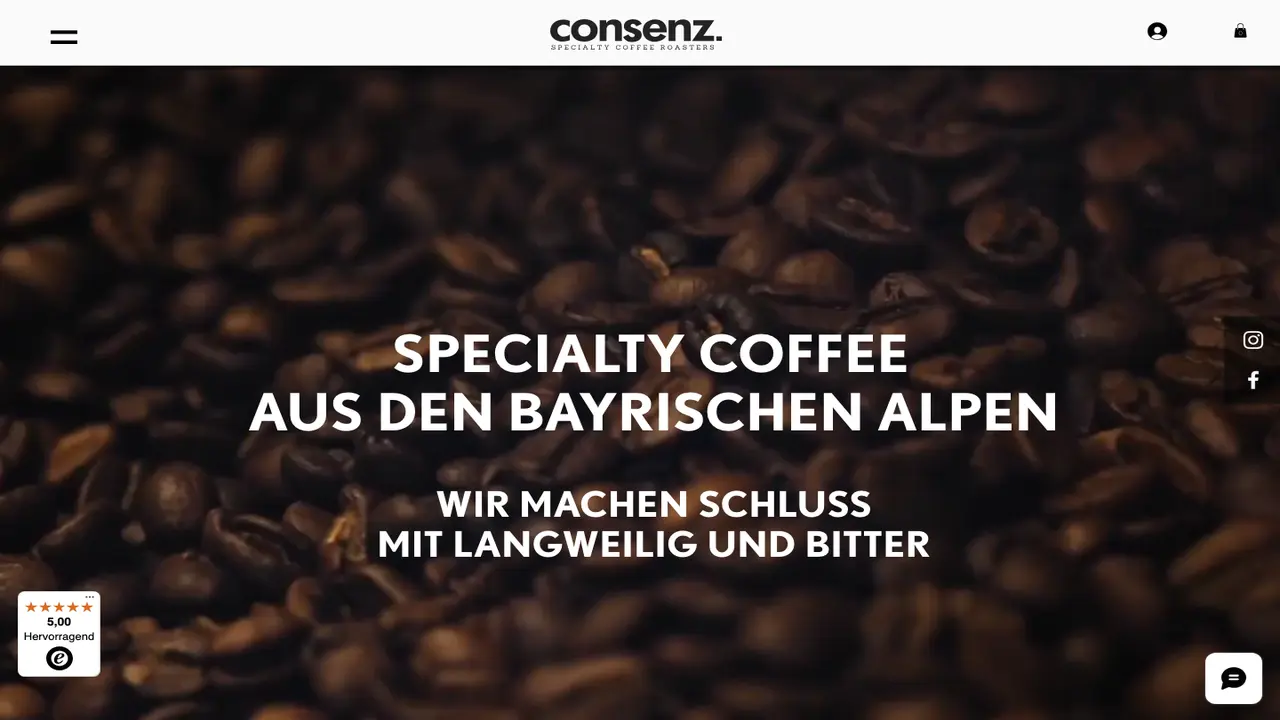 Website der Consenz Coffee