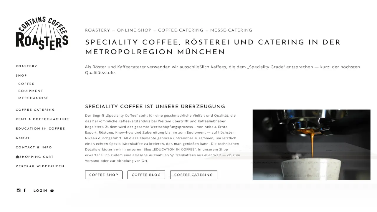 Website der Contains Coffee Roasters