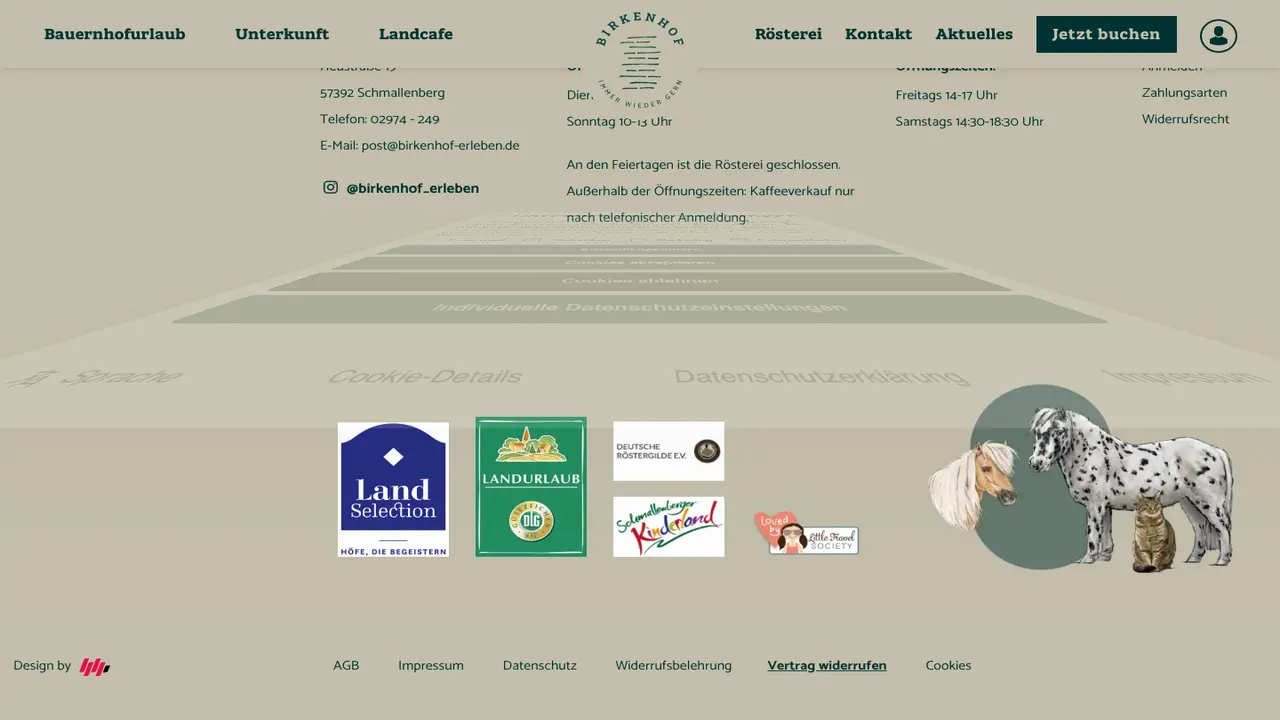 Website der Country Cafe '- Birkenhof