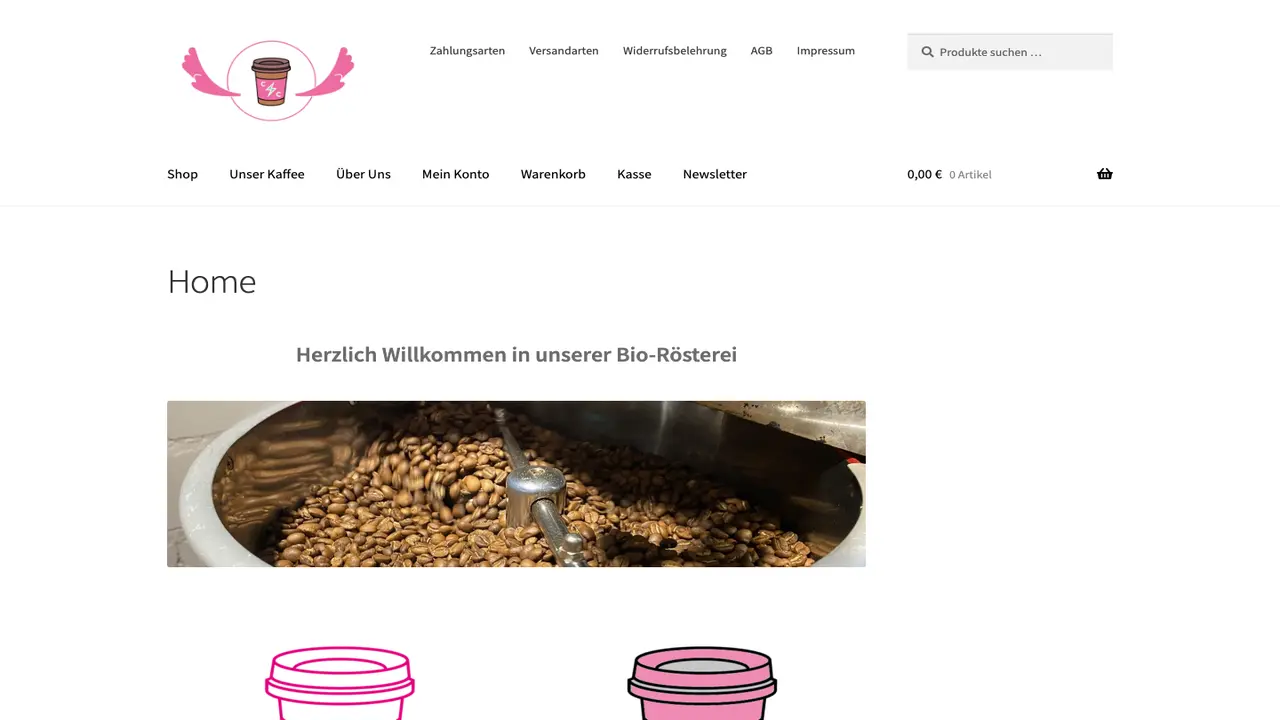 Website der crackpotcoffee (Bio-Kaffeerösterei)