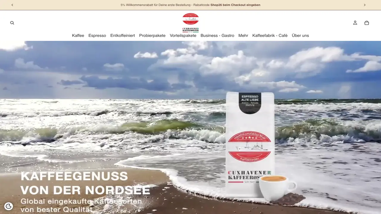 Website der Cuxhavener Kaffeeröster