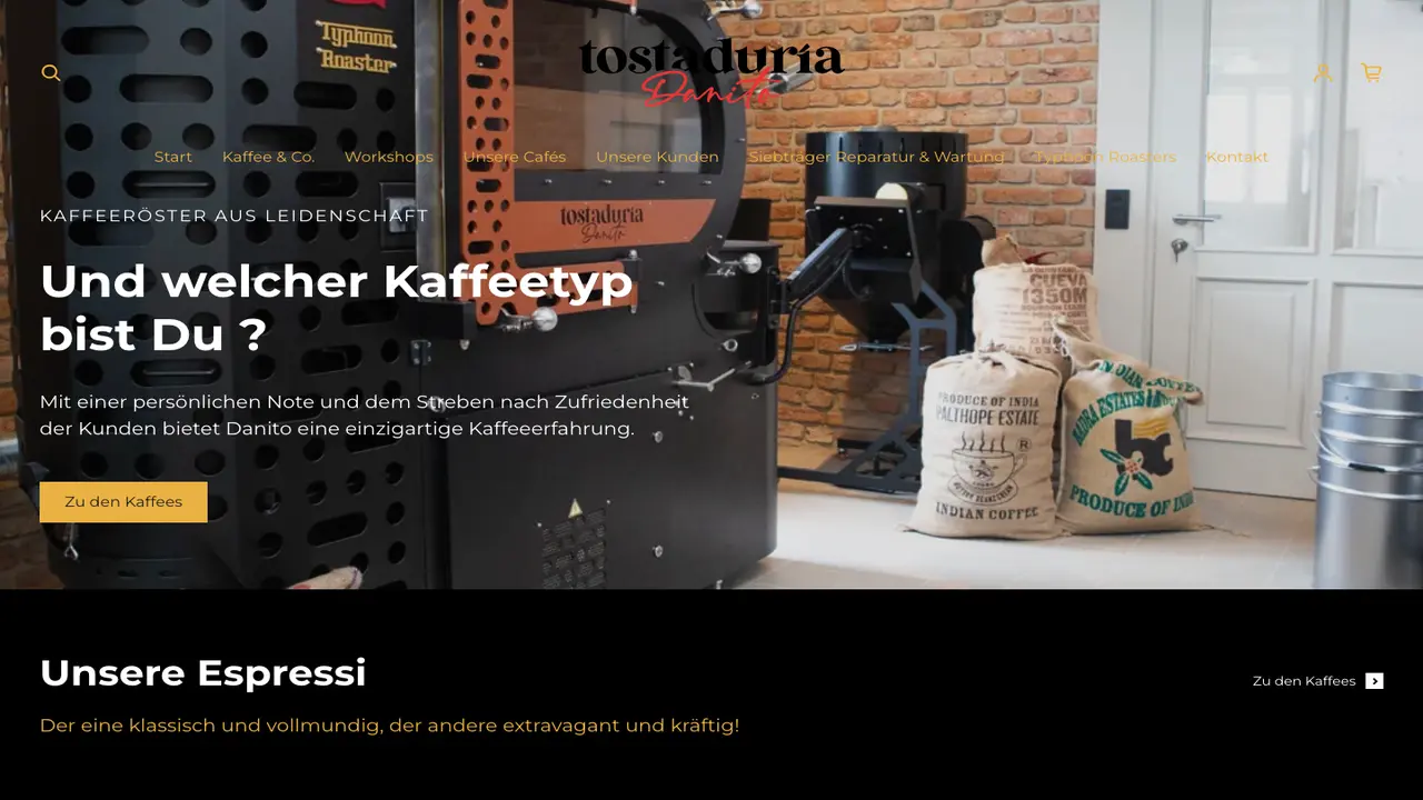 Website der Danito's Coffee