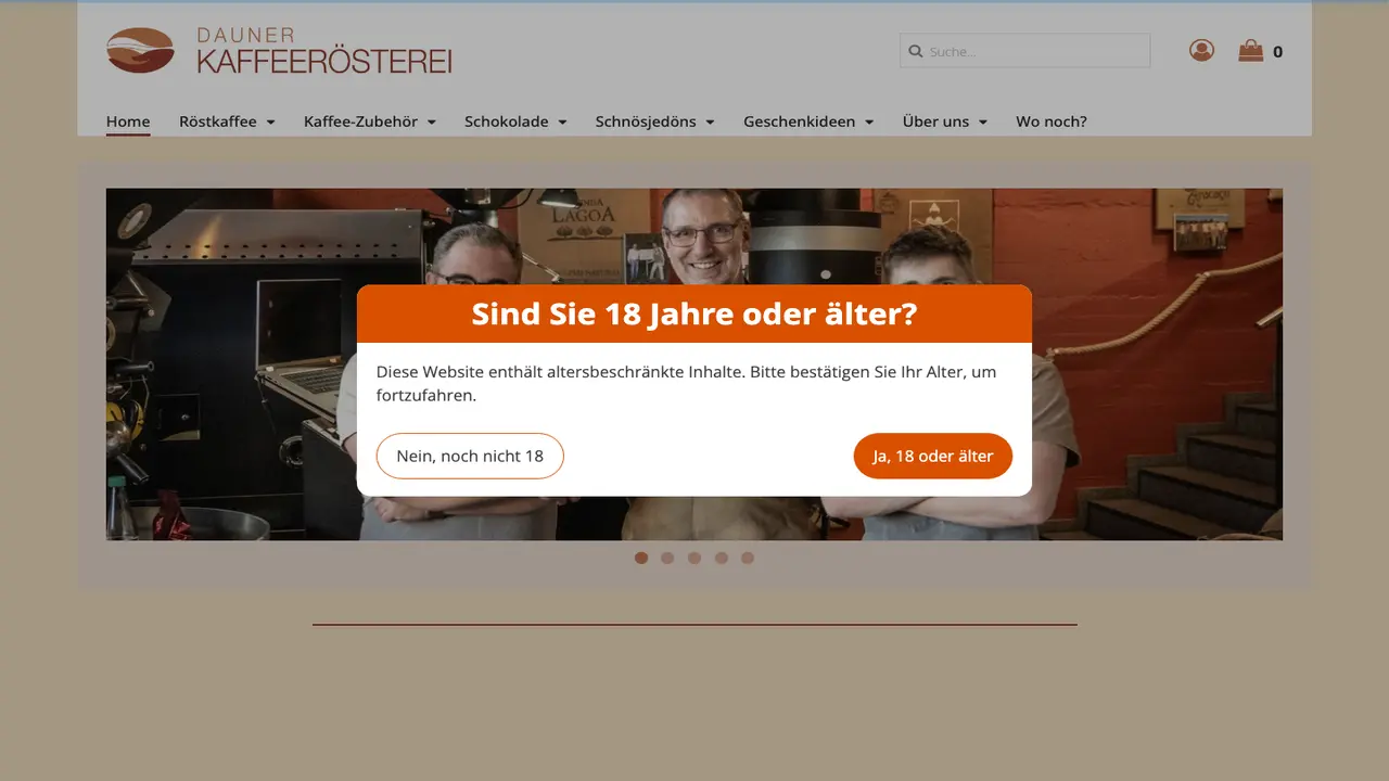 Website der Dauner Kaffeerösterei