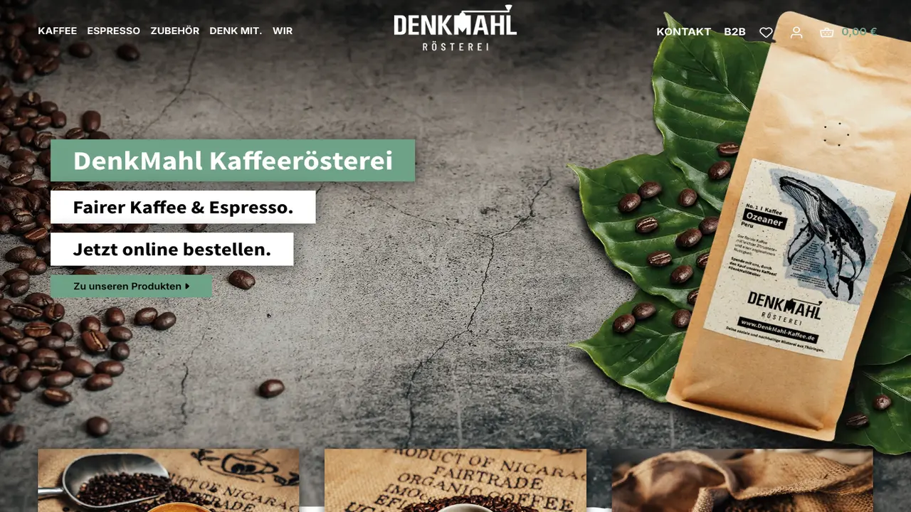 Website der Denkmahl Rösterei
