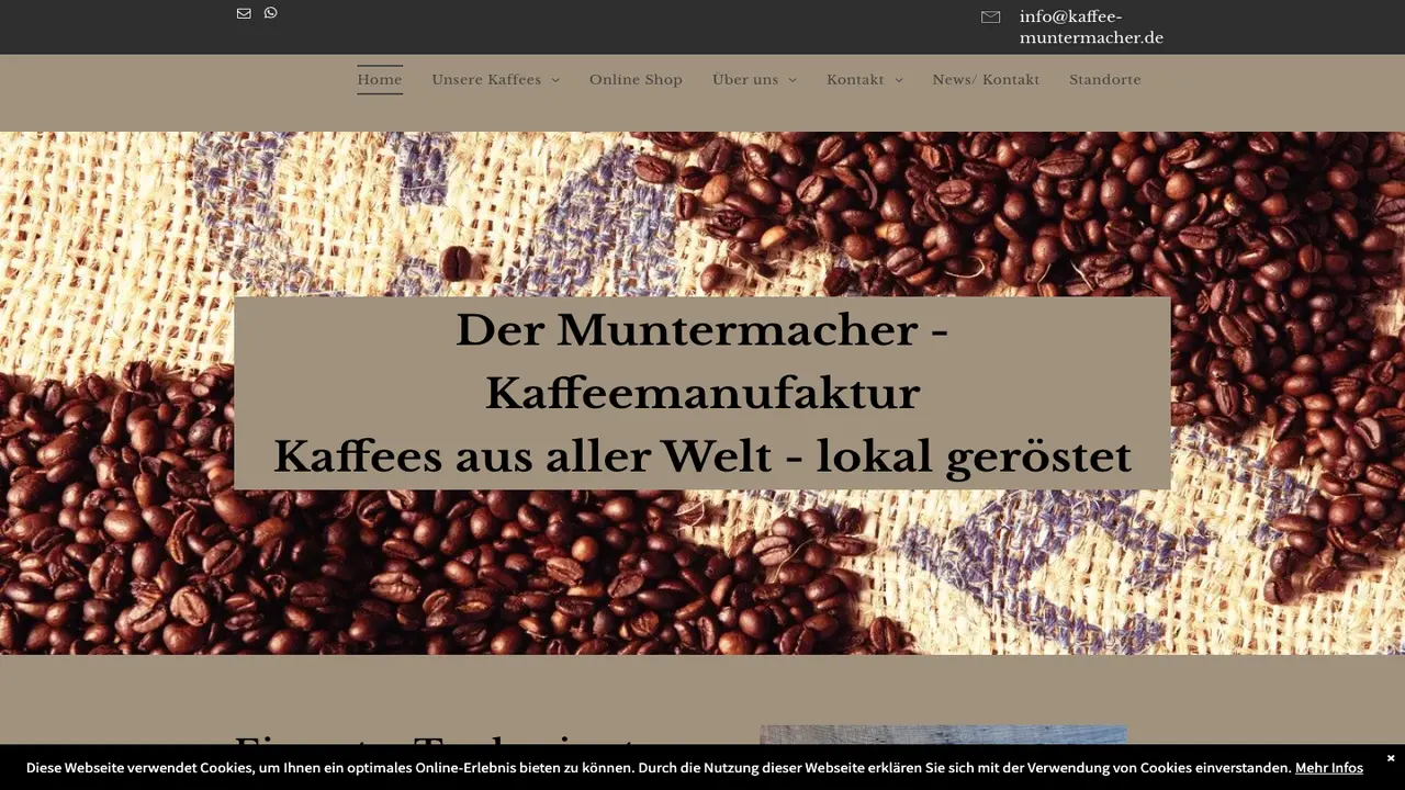 Website der Der Muntermacher - Kaffeemanufaktur