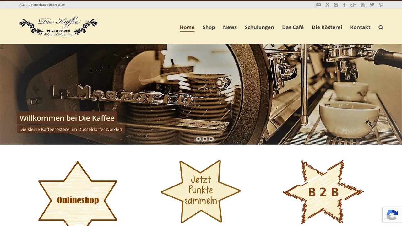 Website der Die Kaffee Privatrösterei Olga Sabristova
