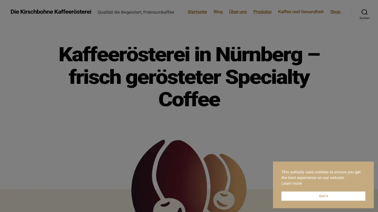 Website der Die Kirschbohne Kaffeerösterei