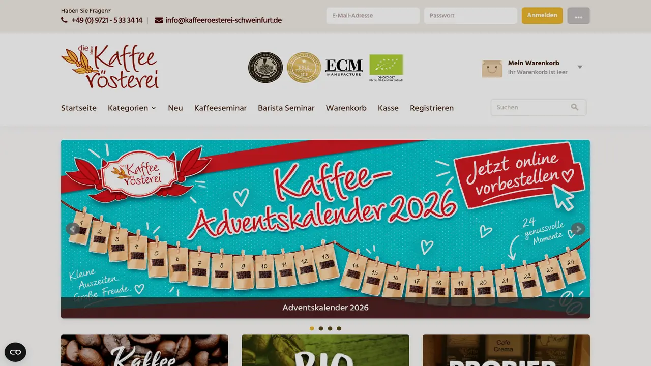 Website der Die kleine Kaffeerösterei