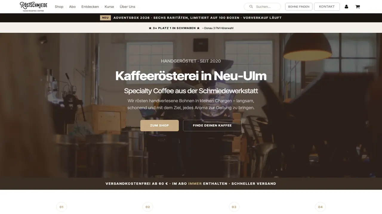 Website der Die Röstschmiede Neu-Ulm