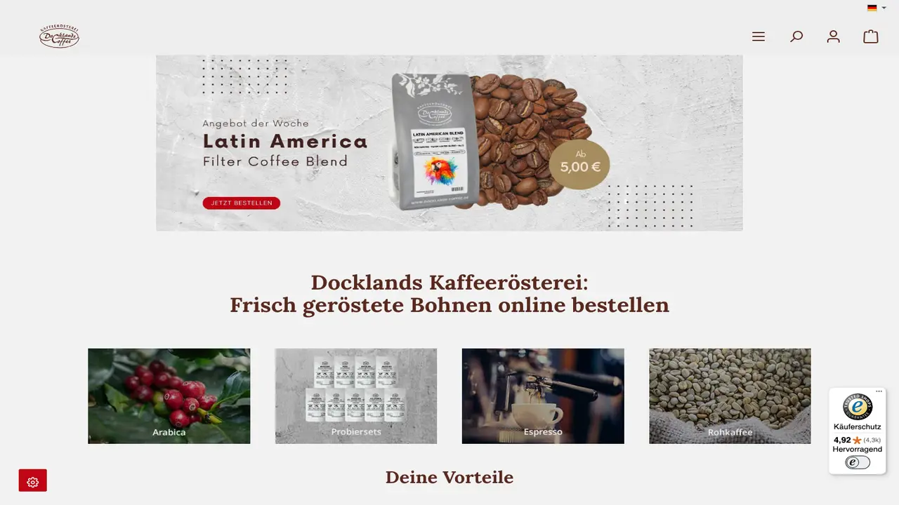Website der Docklands-Coffee e.K.