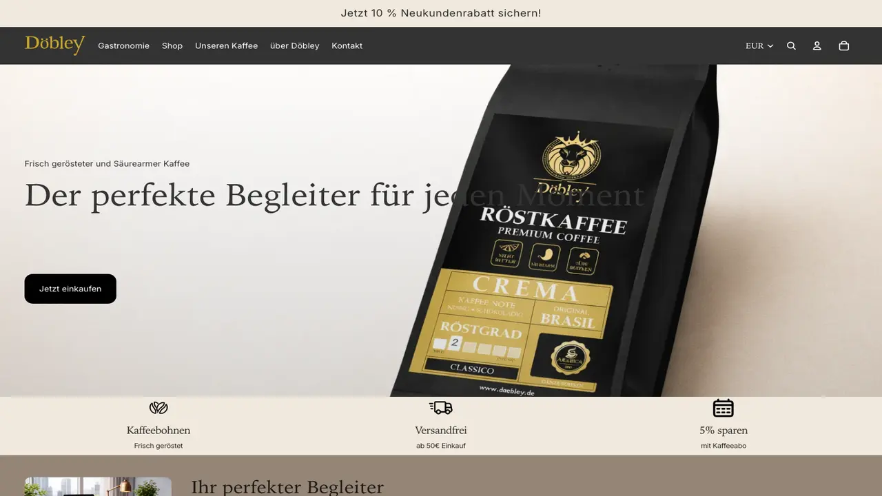 Website der Döbley Coffee