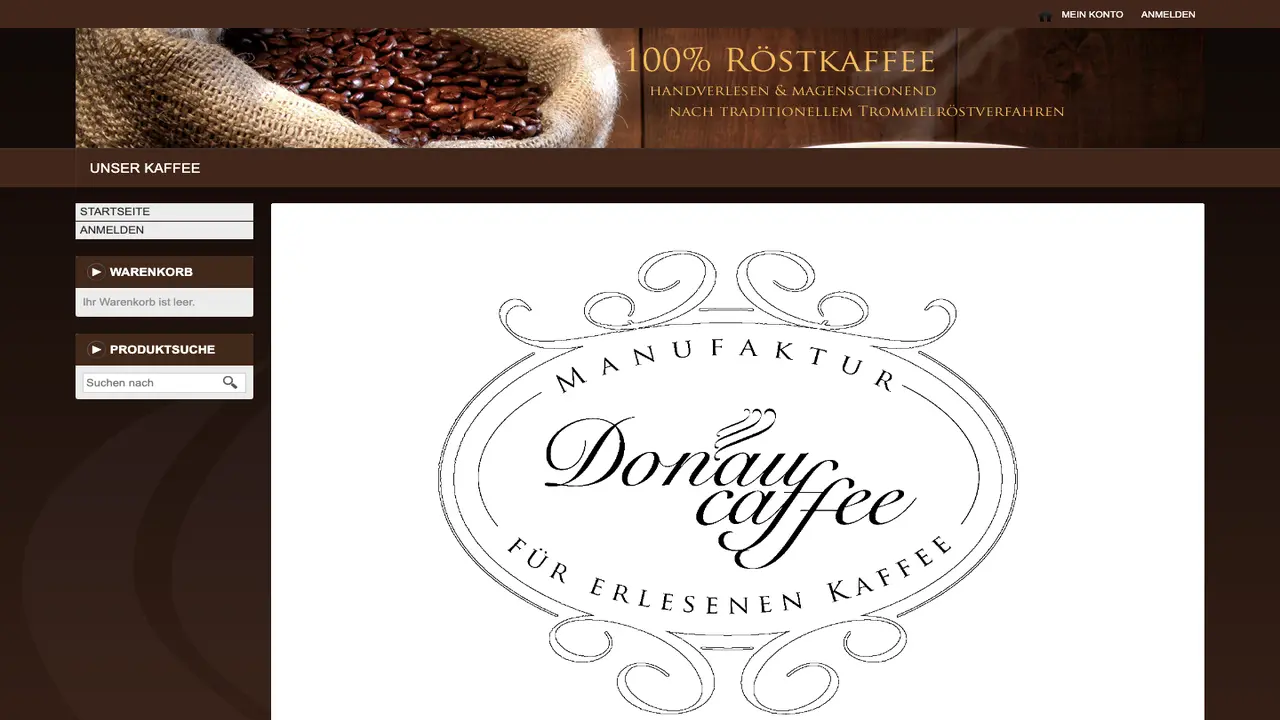 Website der Donau Caffee