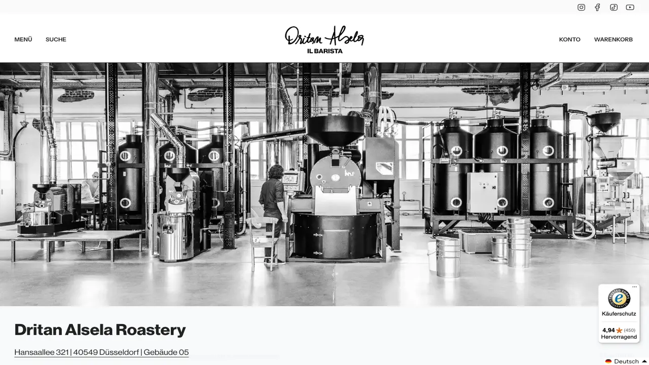 Website der Dritan Alsela Roastery