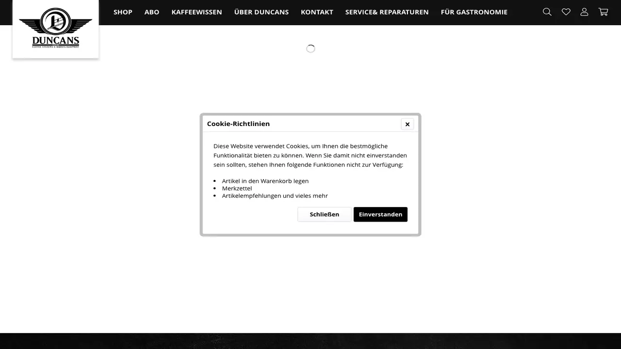 Website der DUNCANS COFFEE