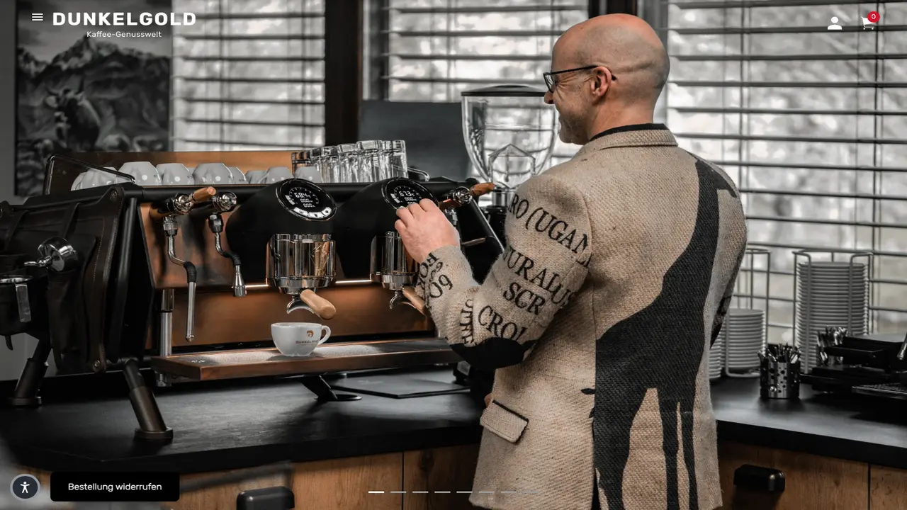 Website der DUNKELGOLD Kaffee-Genusswelt