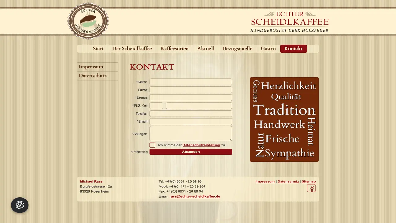 Website der Echter Scheidlkaffee