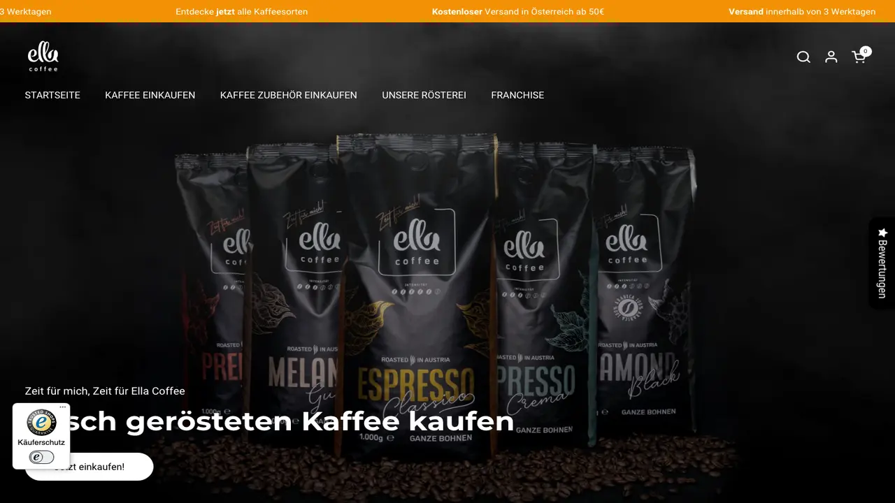 Website der Ella Coffee