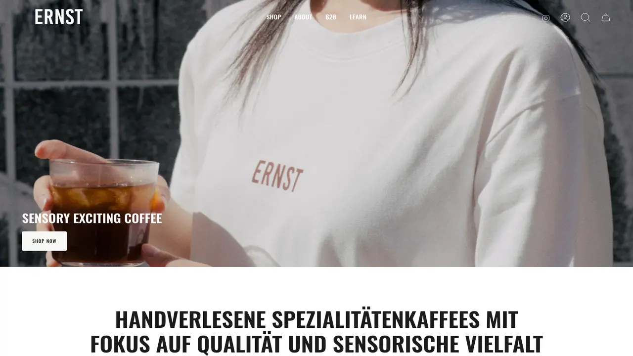 Website der ERNST Kaffeeröster