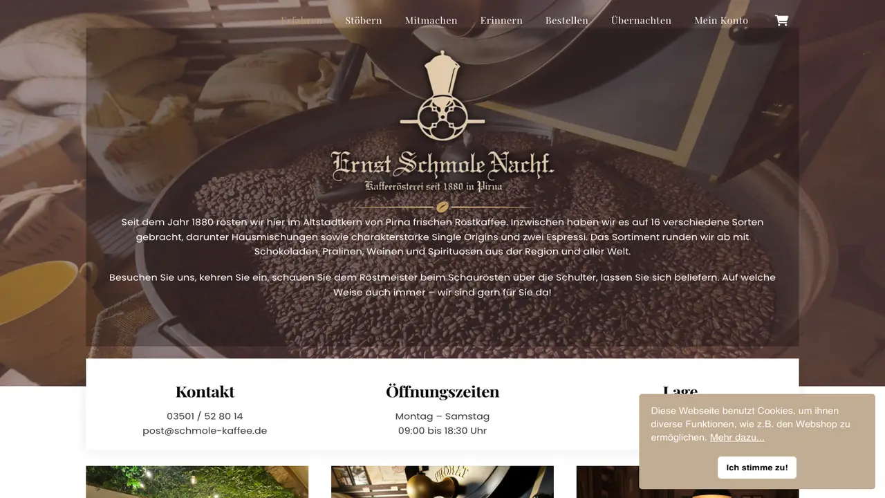 Website der Ernst Schmole Nachf. Weinhaus & Café