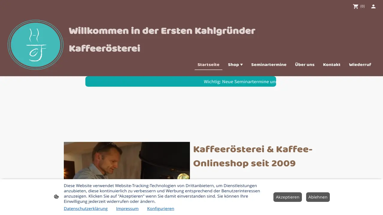Website der Erste Kahlgründer Kaffeerösterei