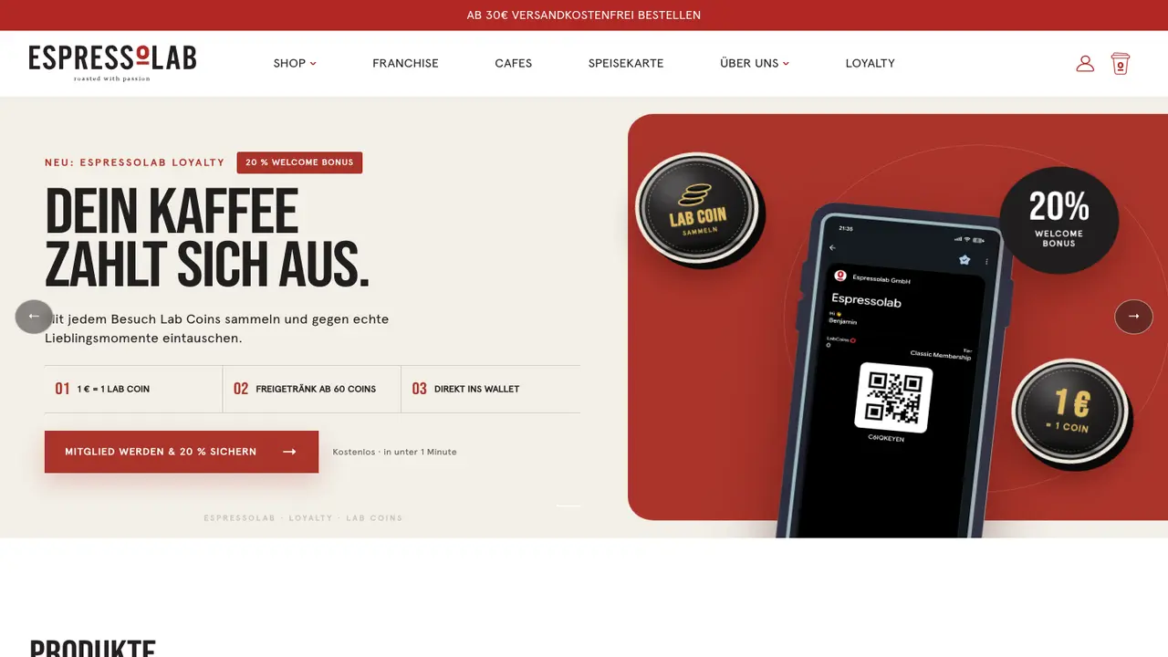 Website der Espressolab