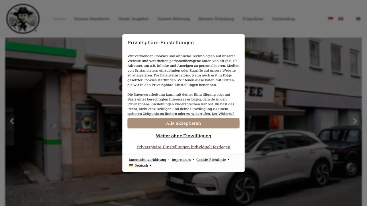 Website der Exclusive Coffee