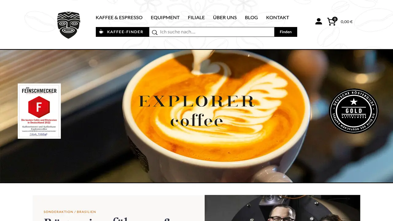Website der Explorer Coffee
