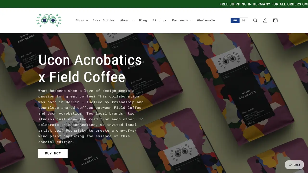 Website der Field Coffee