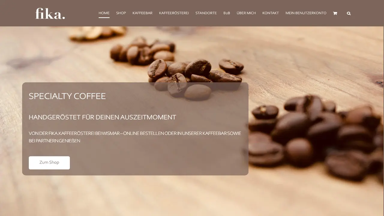 Website der fika. - kaffeebar