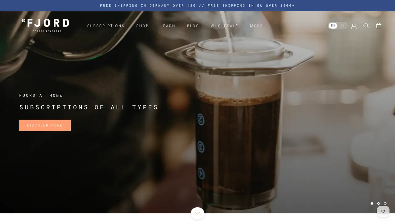 Website der Fjord Coffee Roasters
