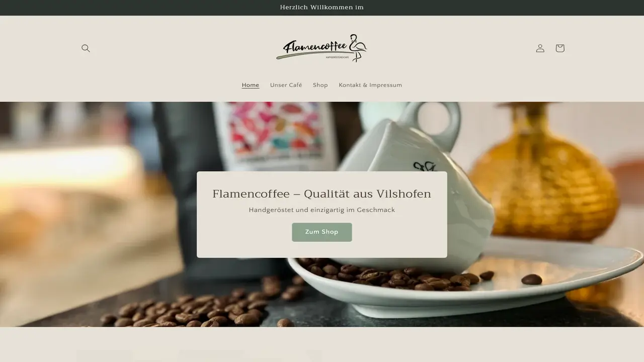 Website der Flamencoffee - Kaffeerösterei & Café