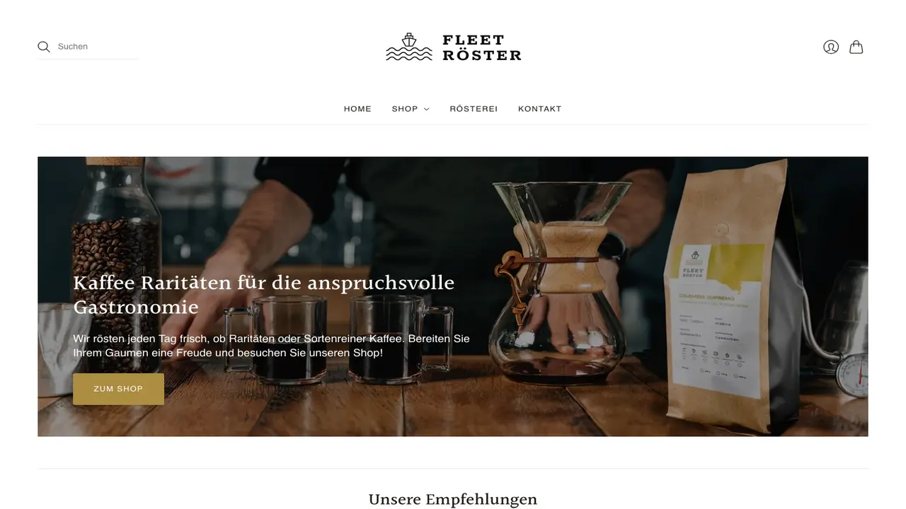 Website der Fleet Röster GmbH