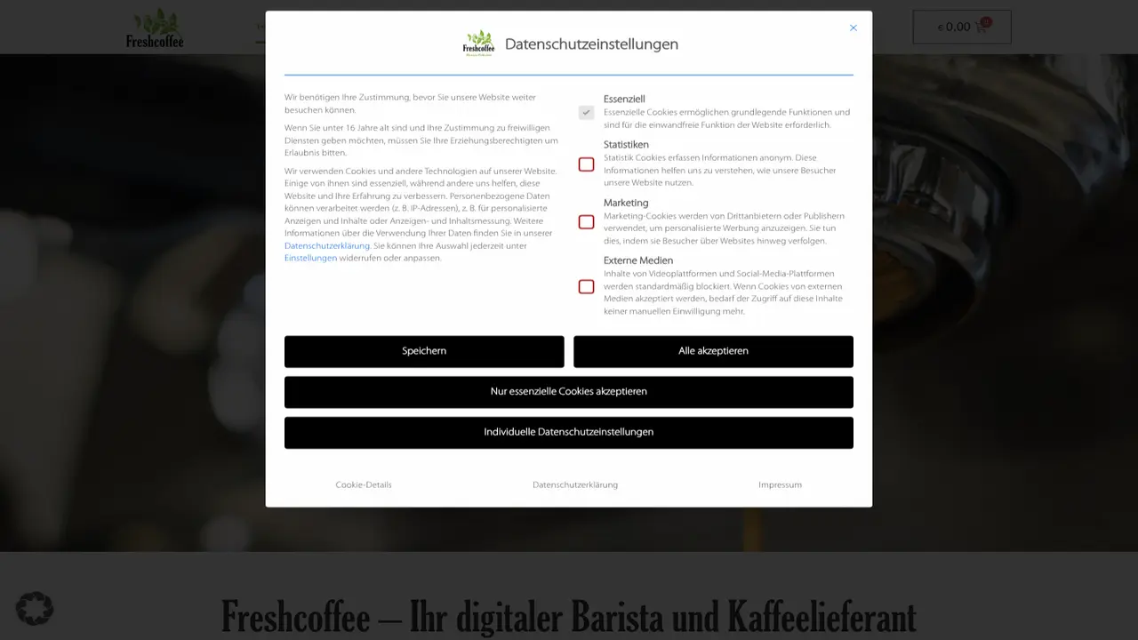 Website der Freshcoffee