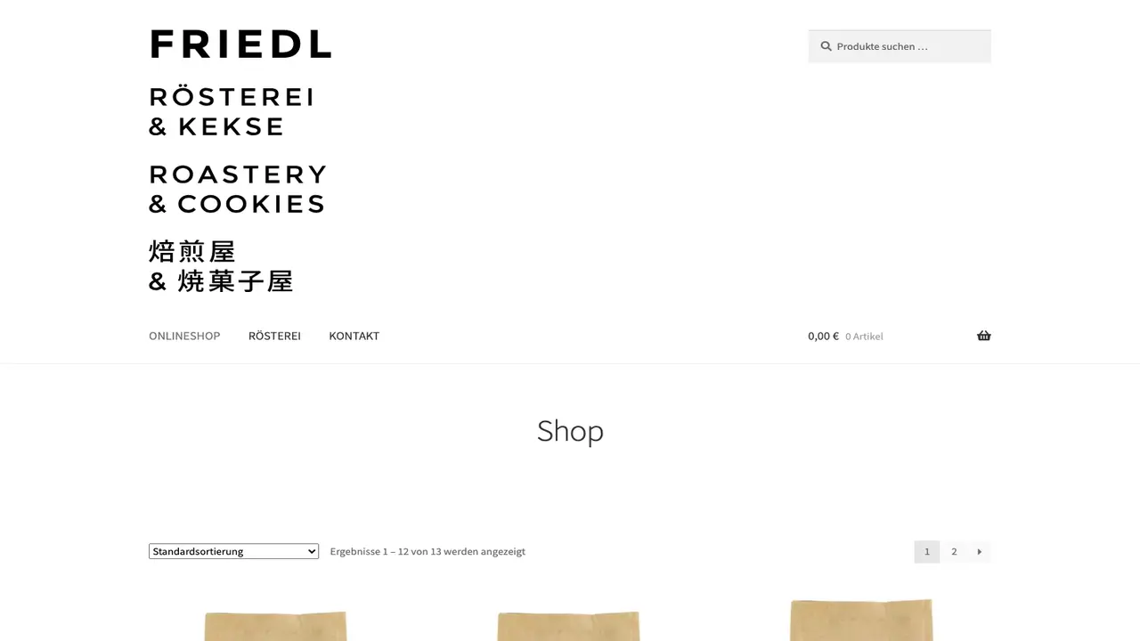 Website der FRIEDL Rösterei & Kekse