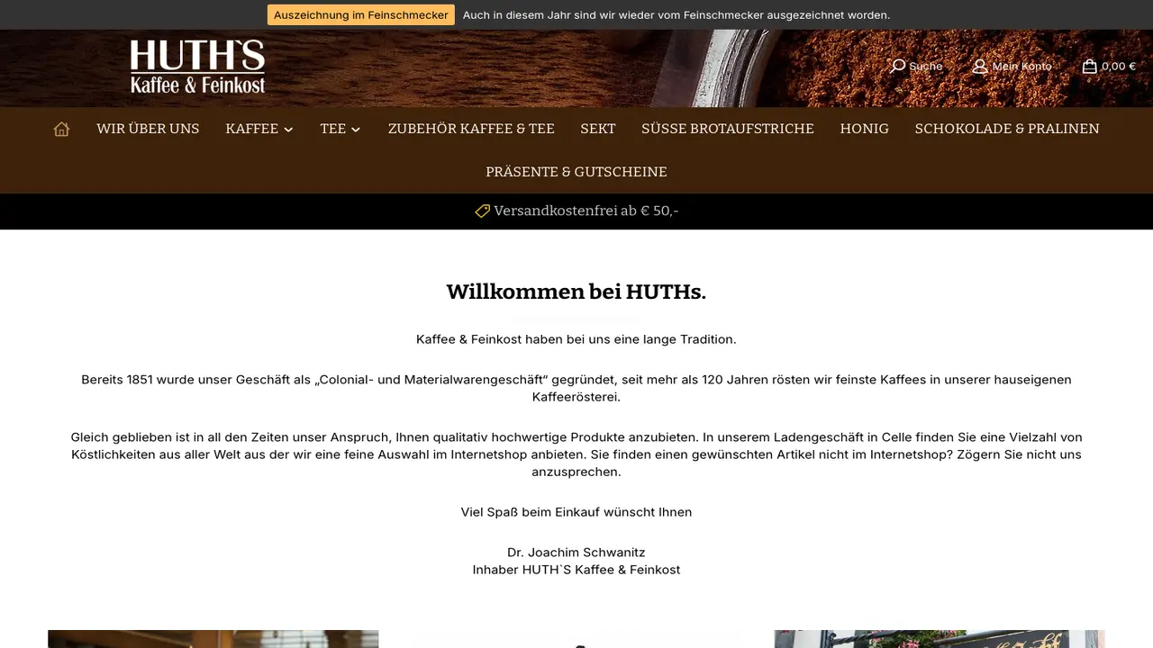 Website der Friedrich Huth Nachfolger