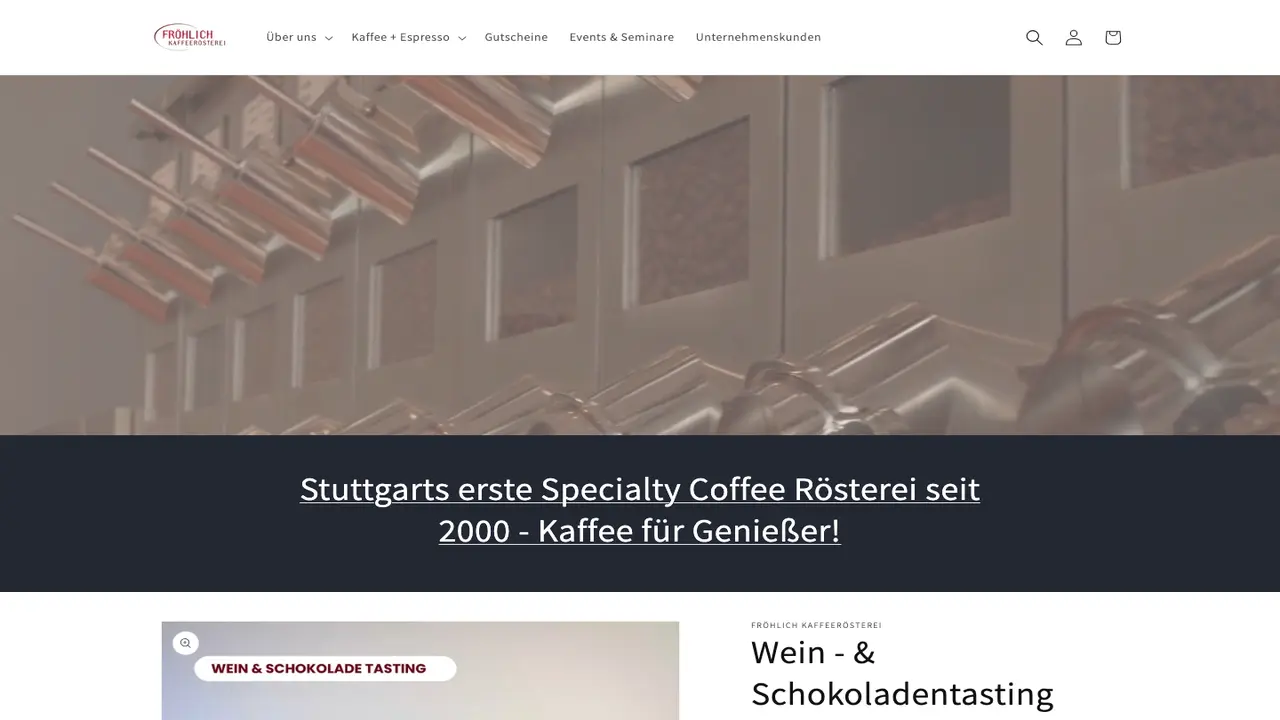 Website der Fröhlich Kaffeerösterei