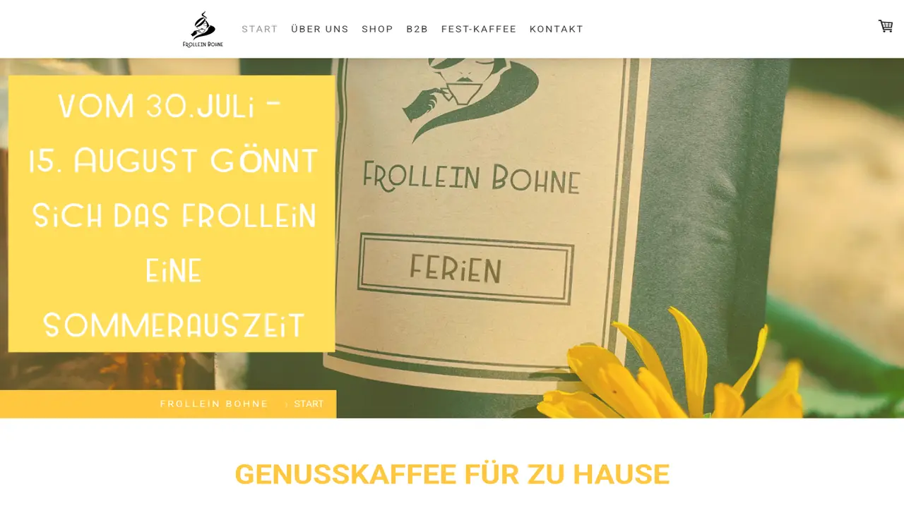 Website der Frollein Bohne Kaffeerösterei